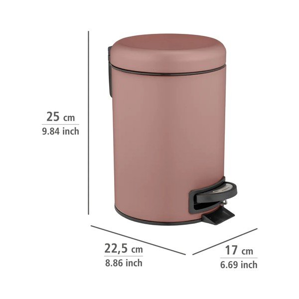 Törtrózsaszín acél pedálos szemetes 3 l Leman – Wenko-image-2