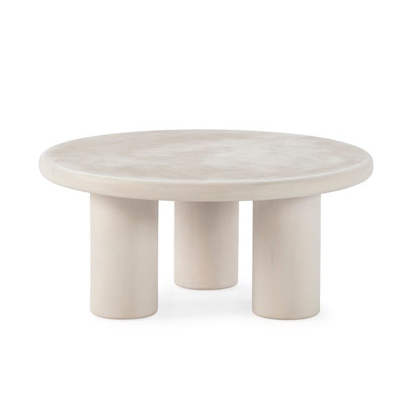 Krémszínű kerek dohányzóasztal kő dekorral ø 80 cm Iriel – MOME