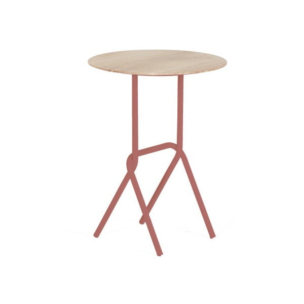 Désiré kisasztal rózsaszín fém konstrukcióval, ⌀ 40 cm - HARTÔ