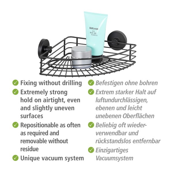 Vacuum-Loc® Bari fekete fürdőszobai sarokpolc - Wenko-image-3