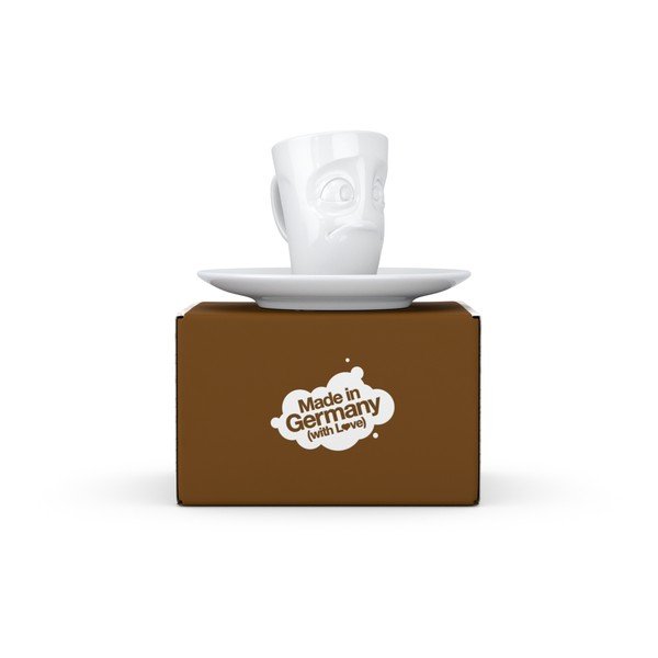 Fehér 'csalódott' porcelán csésze és alátét, 80 ml - 58products-image-1
