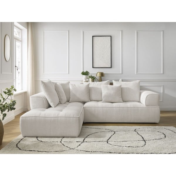 Bézs zsenília sarokkanapé (bal oldali-L alakú) Whesley – Bobochic Paris-image-1