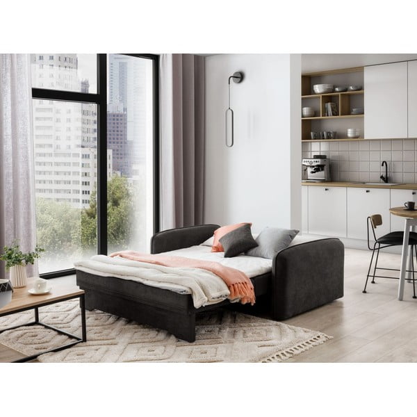 Sötétszürke zsenília kinyitható-tárolóhelyes kanapé 155 cm Laine – ELTAP-image-4