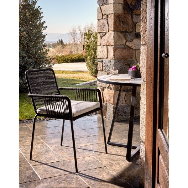 Samt fekete fém kerti szék - Kave Home-image-4