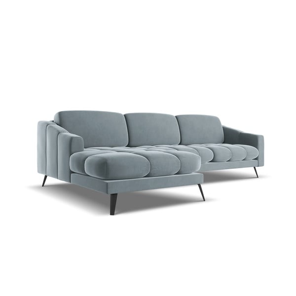 Világoskék bársony sarokkanapé (bal oldali) Nalu – Makamii-image-3