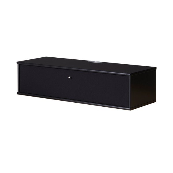 Fekete TV-állvány kőrisfa dekorral 89x22 cm Mistral – Hammel Furniture-image-2