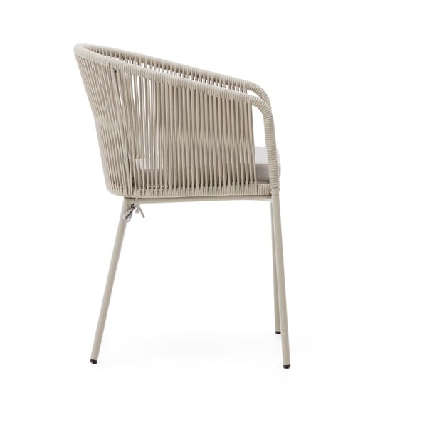 Krémszínű fém-párnázott kerti szék Yanet – Kave Home-image-3