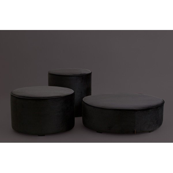 Sara fekete bársony puff, ⌀ 60 cm - WOOOD-image-1