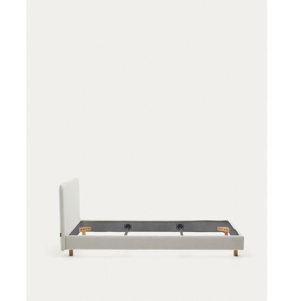 Szürke kárpitozott egyszemélyes ágy ágyrács nélkül 90x200 cm Valma – Kave Home-image-2