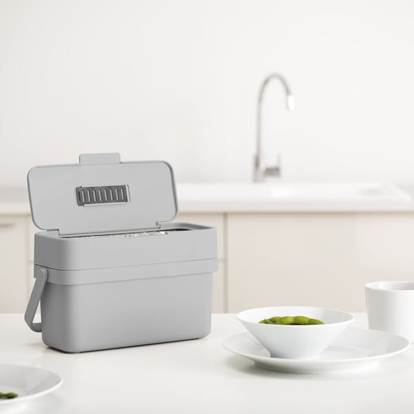 Szürke komposztálható hulladék gyűjtő 4 l Duo – Joseph Joseph-image-1