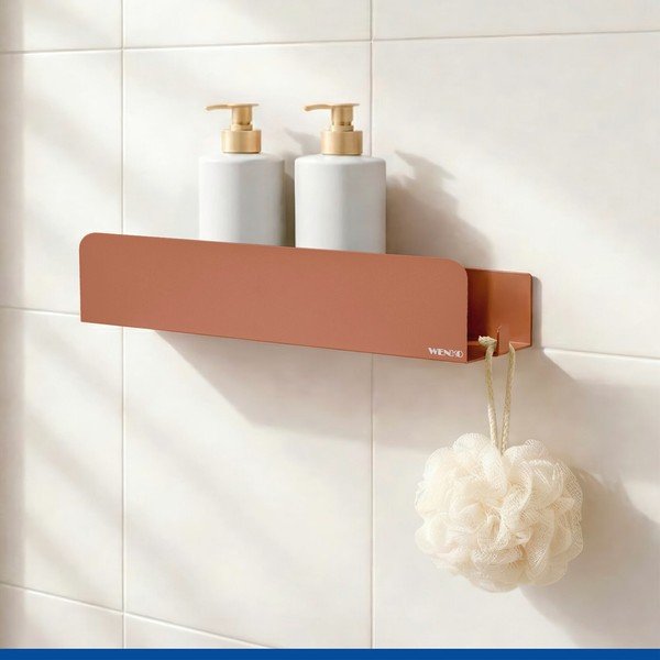 Barna öntapadós rozsdamentes acél Turbo-Loc fürdőszobai polc Lizan – Wenko-image-3