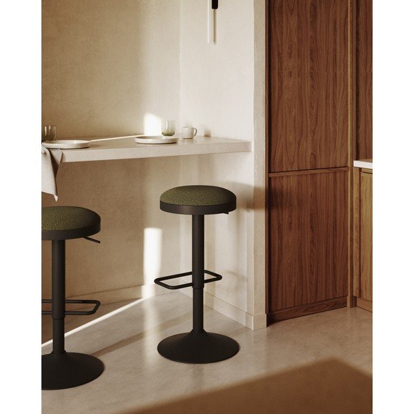 Sötétzöld kárpitozott állítható magasságú bárszék szett 2 db-os (ülésmagasság 53,5 cm) Zaib – Kave Home-image-1