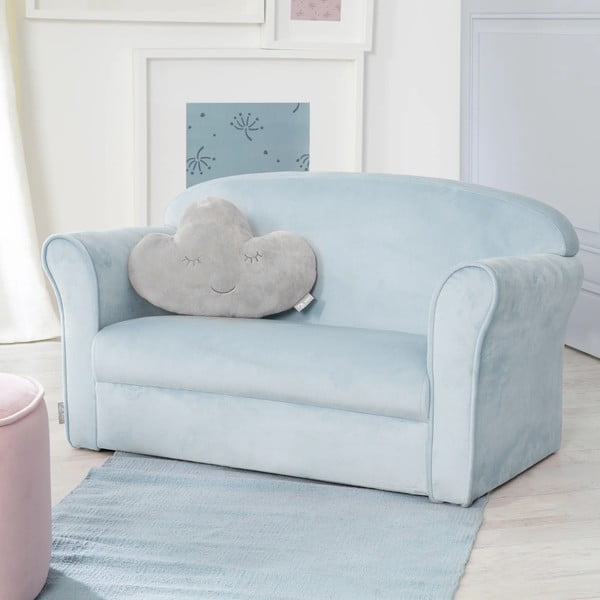 Világoskék bársony gyerek kanapé 78 cm Lil Sofa – Roba-image-1
