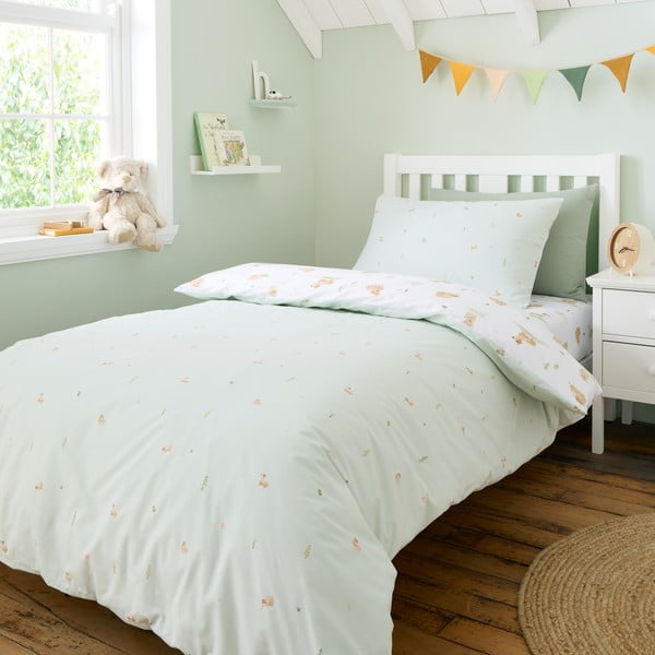 Fehér-zöld kétszemélyes pamut gyerek ágyneműhuzat 200x200 cm Mini Moo Cow – Bianca-image-2