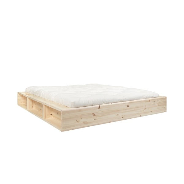Ziggy kétszemélyes tömörfa ágy tárolóhellyel és Comfort futon matraccal, 140 x 200 cm - Karup Design