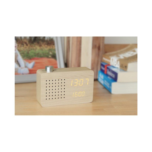 Radio Click Clock bézs ébresztőóra sárga LED kijelzővel és rádióval - Gingko-image-4