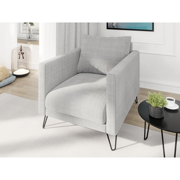 Világosszürke zsenília fotel Freya – Ropez-image-3