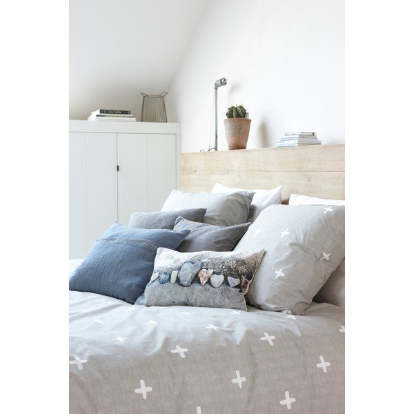 Jentellei kétszemélyes bézs-szürke pamut ágyneműhuzat garnitúra, 200 x 220 cm - Walra-image-1