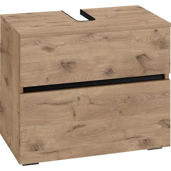 Natúr színű mosdó alatti szekrény tölgyfa dekorral 60x55 cm Wisla – Støraa-image-2