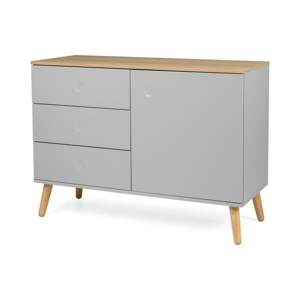 Szürke alacsony komód tölgyfa dekorral 109x79 cm Dot – Tenzo-image-2
