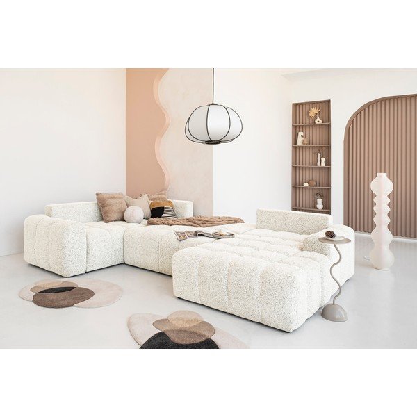 Krémszínű kinyitható tárolóhelyes moduláris sarokkanapé (bal oldali) Lulu – Miuform-image-1