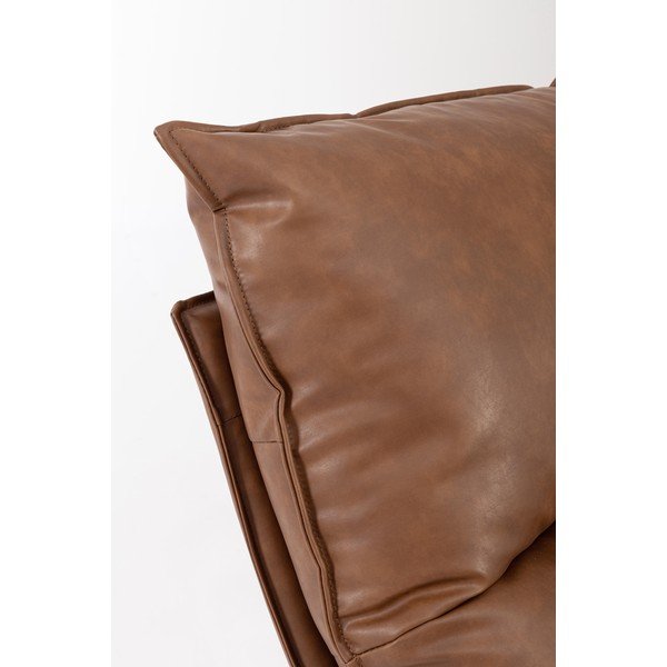 Konyakbarna tárolóhelyes bőrutánzat fotel Alanez – Bizzotto-image-1