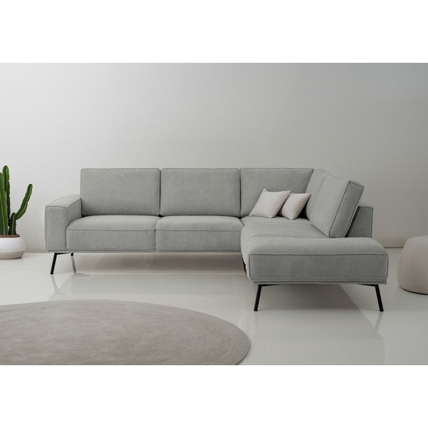 Világosszürke zsenília sarokkanapé (jobb oldali-L alakú) Amsterdam – Scandic-image-1