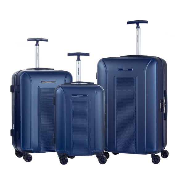 Africa 3 darabos kék gurulós bőrönd készlet - Murano