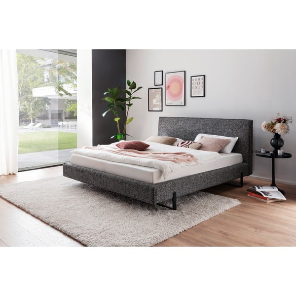 Szürke kárpitozott franciaágy ágyrács nélkül 180x200 cm La Gomera – Meise Möbel-image-1