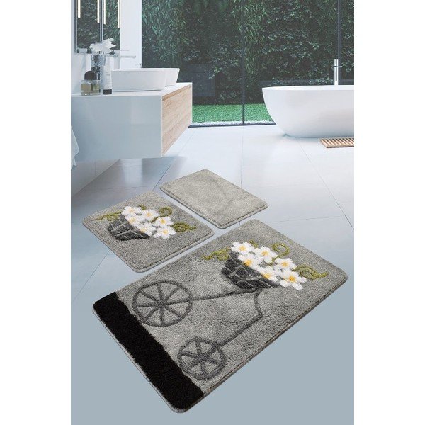 Szürke fürdőszobai kilépő szett 3 db-os 100x60 cm Alacati – Foutastic-image-1