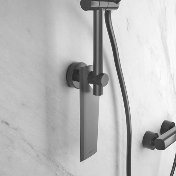 Matt fekete öntapadós acél fürdőszobai polc Lava – Metaltex-image-1