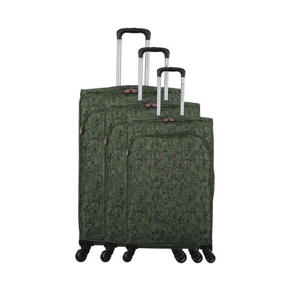 Cassandra 3 db zöld gurulós bőrönd - Lulucastagnette