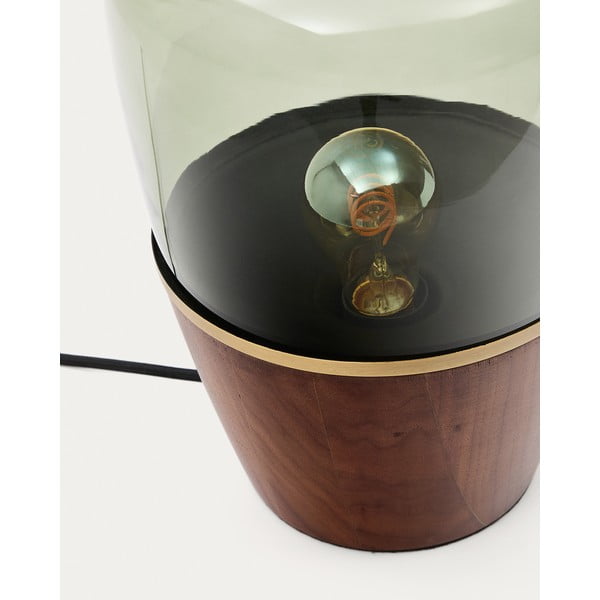 Zöld-sötét natúr színű asztali lámpa üveg búrával (magasság 30 cm) Silex – Kave Home-image-4