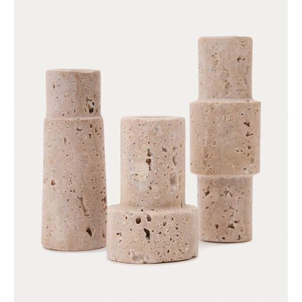 Kő gyertyatartó készlet 3 db-os Majid – Kave Home-image-2