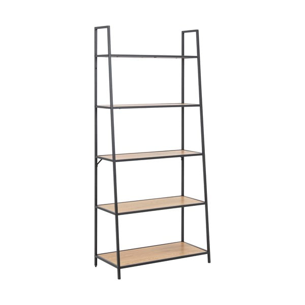 Fekete-natúr színű polcos állvány tölgyfa dekorral 77x175 cm Seaford – Actona-image-2