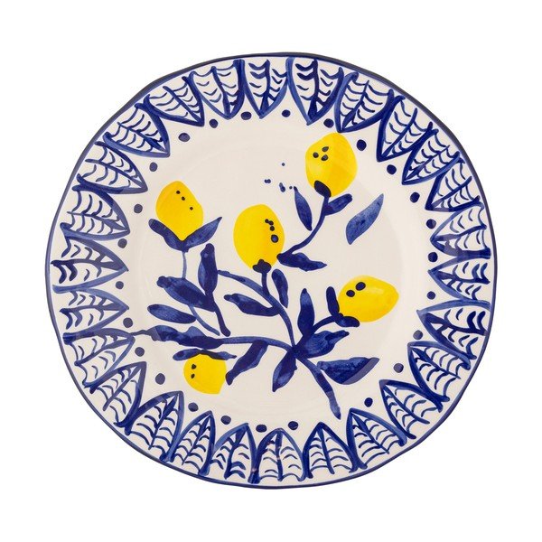 Fehér-kék szervírozó kőedény tányér ø 27 cm Maxima – Bloomingville-image-4