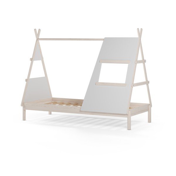 Krémszínű borovi fenyő házikó alakú gyerekágy ágyráccsal 90x200 cm Enola – Marckeric-image-4