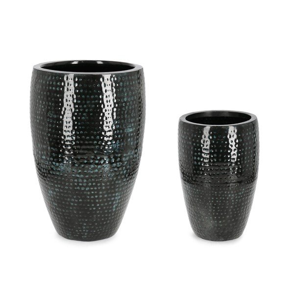 Fém-zománcozott kézzel készített virágcserép készlet 2 db-os ø 45 cm Nirad – Bizzotto-image-2