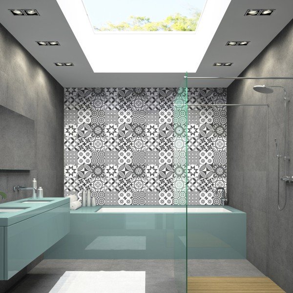 Wall Decal Tiles Azulejos Shades of Gray Sotchi 9 db-os falmatrica szett, 15 x 15 cm - Ambiance-image-2