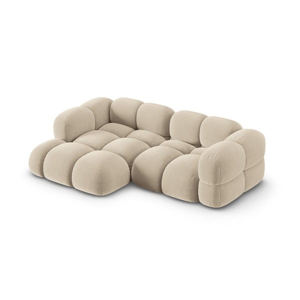 Bézs bársony sarokkanapé (bal oldali-heverő résszel) Loretto – Cosmopolitan Design-image-3