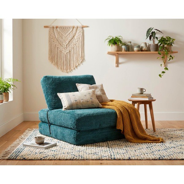 Kékeszöld kinyitható buklé fotel Faster – Mauro Ferretti-image-1