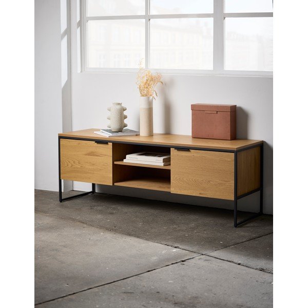 Natúr színű TV-állvány tölgyfa dekorral 155x55x45 cm Cesura – Unique Furniture-image-1