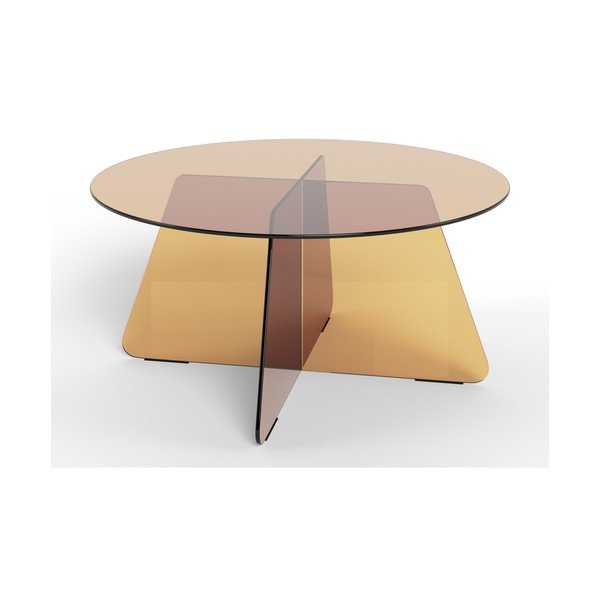 Barna üveg kerek dohányzóasztal ø 80 cm Samos – Actona