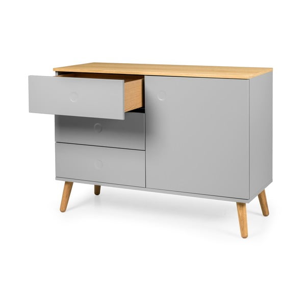 Szürke alacsony komód tölgyfa dekorral 109x79 cm Dot – Tenzo-image-3