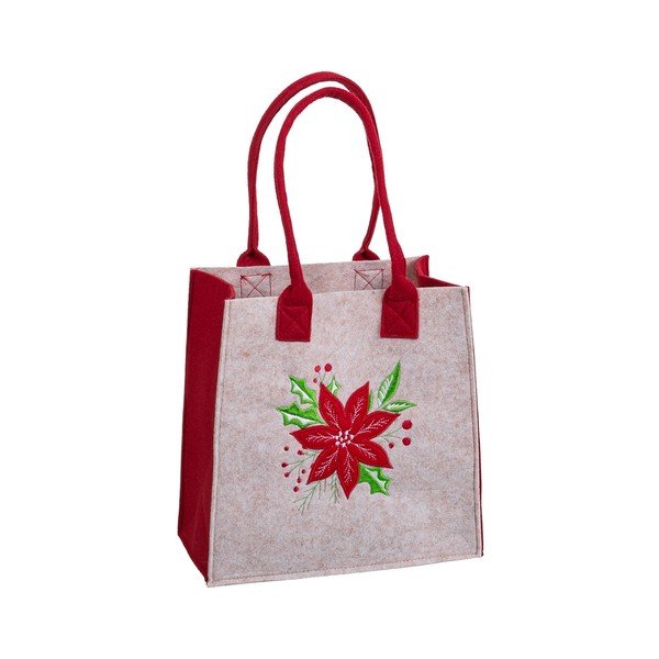 Ajándéktáska karácsonyi mintával 23x12 cm Poinsettia – Casa Selección