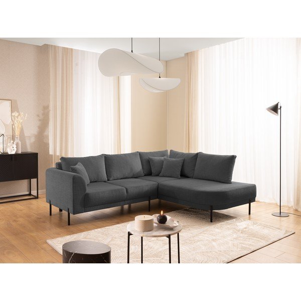 Sötétszürke zsenília sarokkanapé (jobb oldali-L alakú) Mauris  – Ropez-image-1