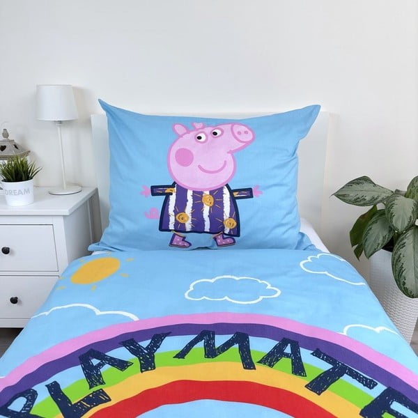 Egyszemélyes pamut gyerek ágyneműhuzat világító hatással 140x200 cm Peppa Pig – Jerry Fabrics-image-4