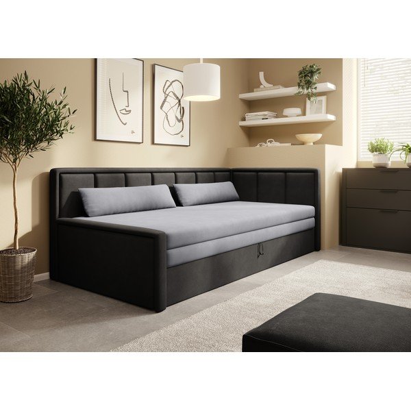 Sötétszürke zsenília kinyitható-tárolóhelyes kanapé 214 cm Fulgeo – ELTAP-image-1
