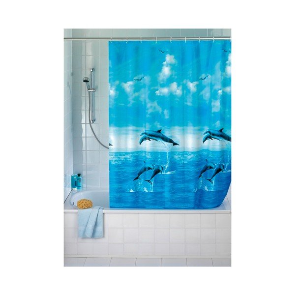 Dolphin kék zuhanyfüggöny, 180 x 200 cm - Wenko-image-1