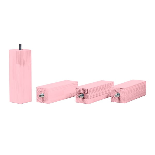 4 darab rózsaszín ágyláb borovi fenyőből, magasság 20 cm - Benlemi